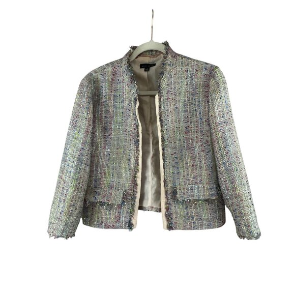 Willi Smith Womens Tweed  Blazer Size 6 Multicolor Colorful Raw Hem Office Caree - Picture 12 of 12